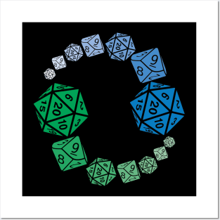 Yin Yang Dice RPG T-Shirt | Blue and Green Design Posters and Art